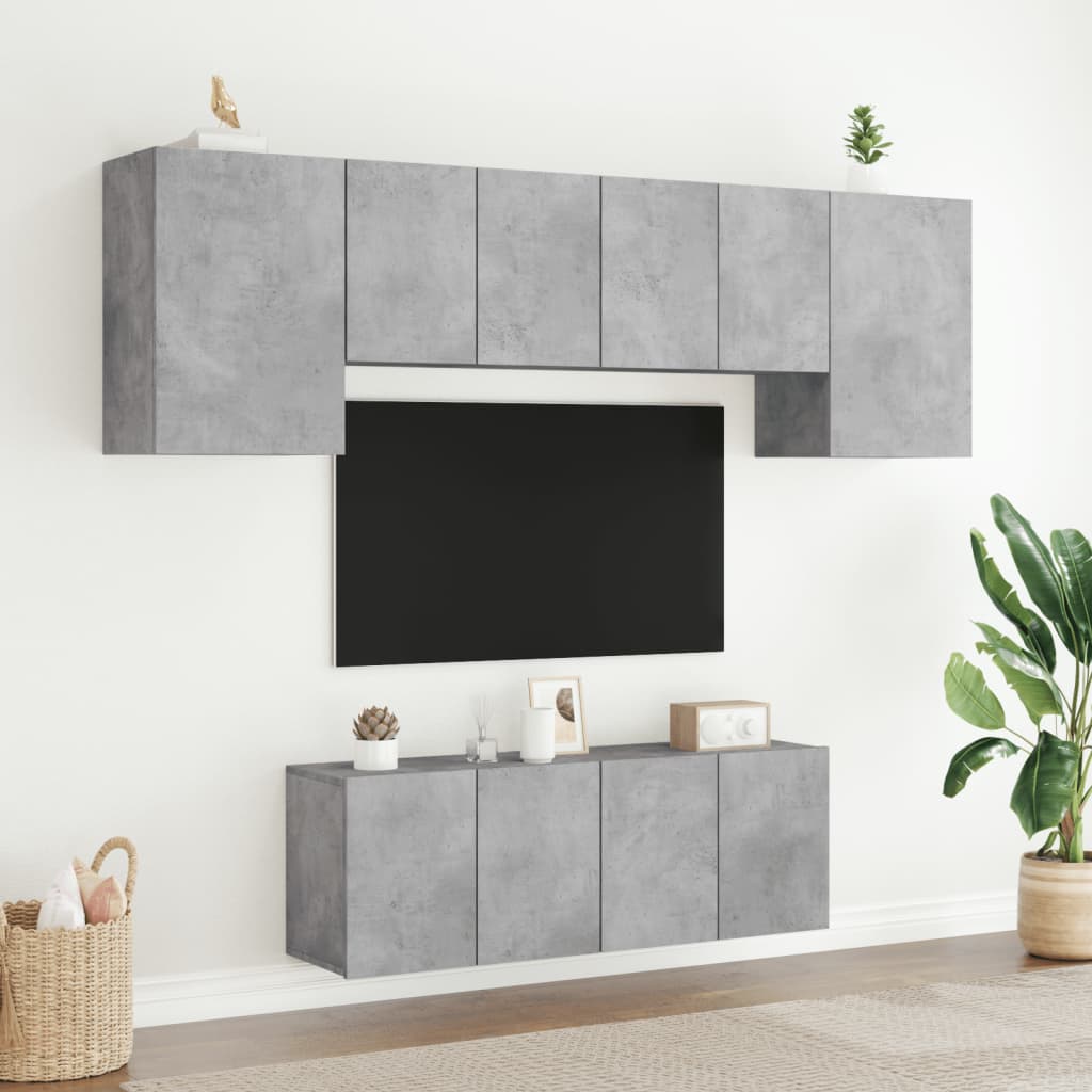 Wall TV Furniture 6 Pcs Synthesized Wood