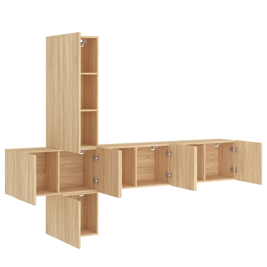 Wall TV Furniture 5 Pcs Engineering Wood Oak Sonoma V59