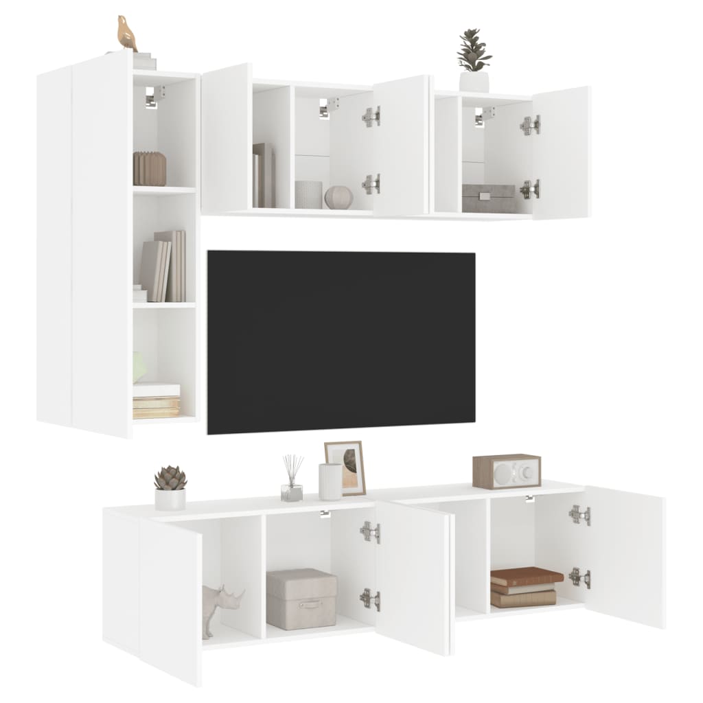 Vetonek Muebles de TV de pared 5 piezas madera de ingeniería blanco