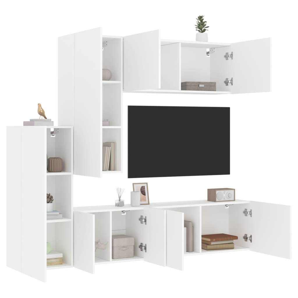 Vetonek Muebles de TV de pared 5 piezas madera de ingeniería blanco