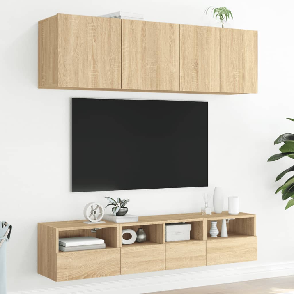 Wall TV furniture 5 pcs engineering wood Sonoma