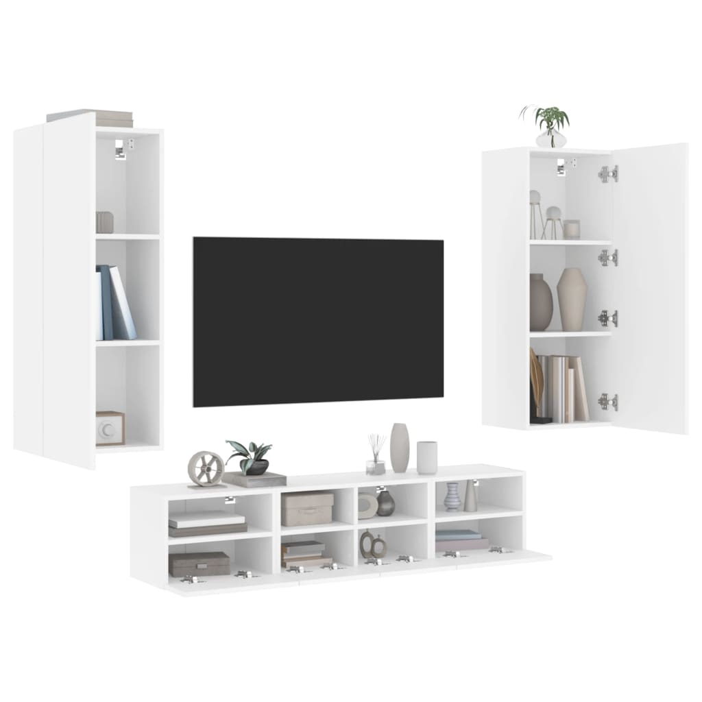 Vetonek Muebles de TV de pared 5 piezas madera de ingeniería blanco