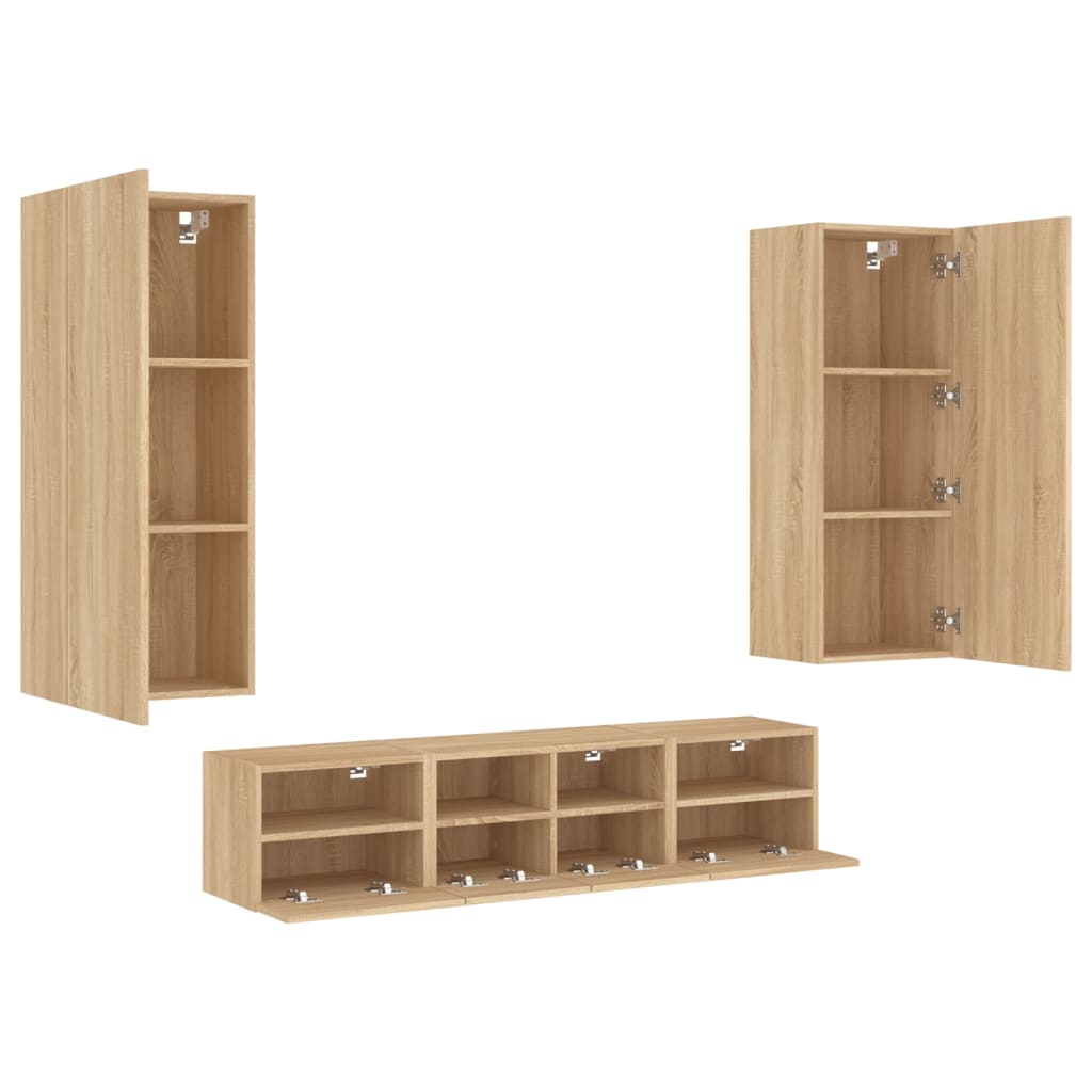 Wall TV Furniture 5 Pcs Engineering Wood Oak Sonoma V41