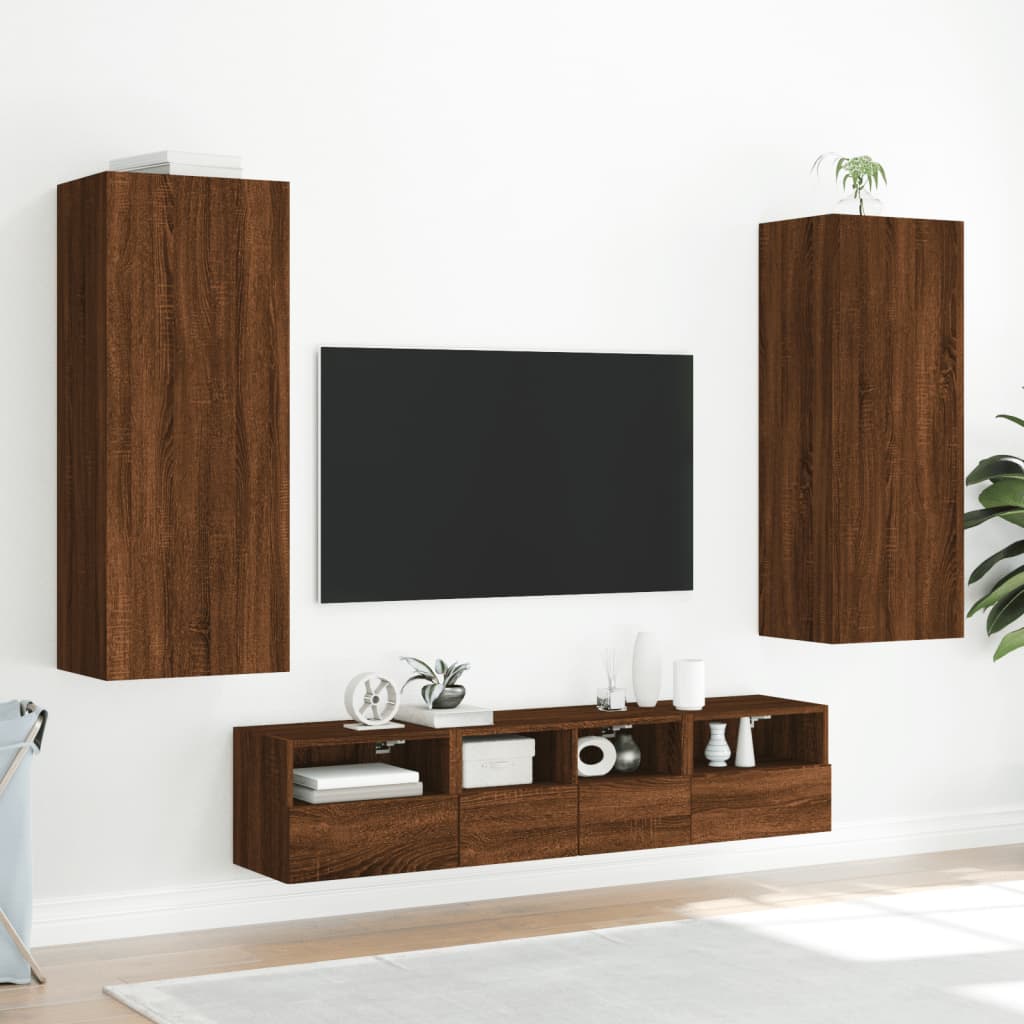 Mobili TV a parete 5 pezzi ingegneristica marrone legno