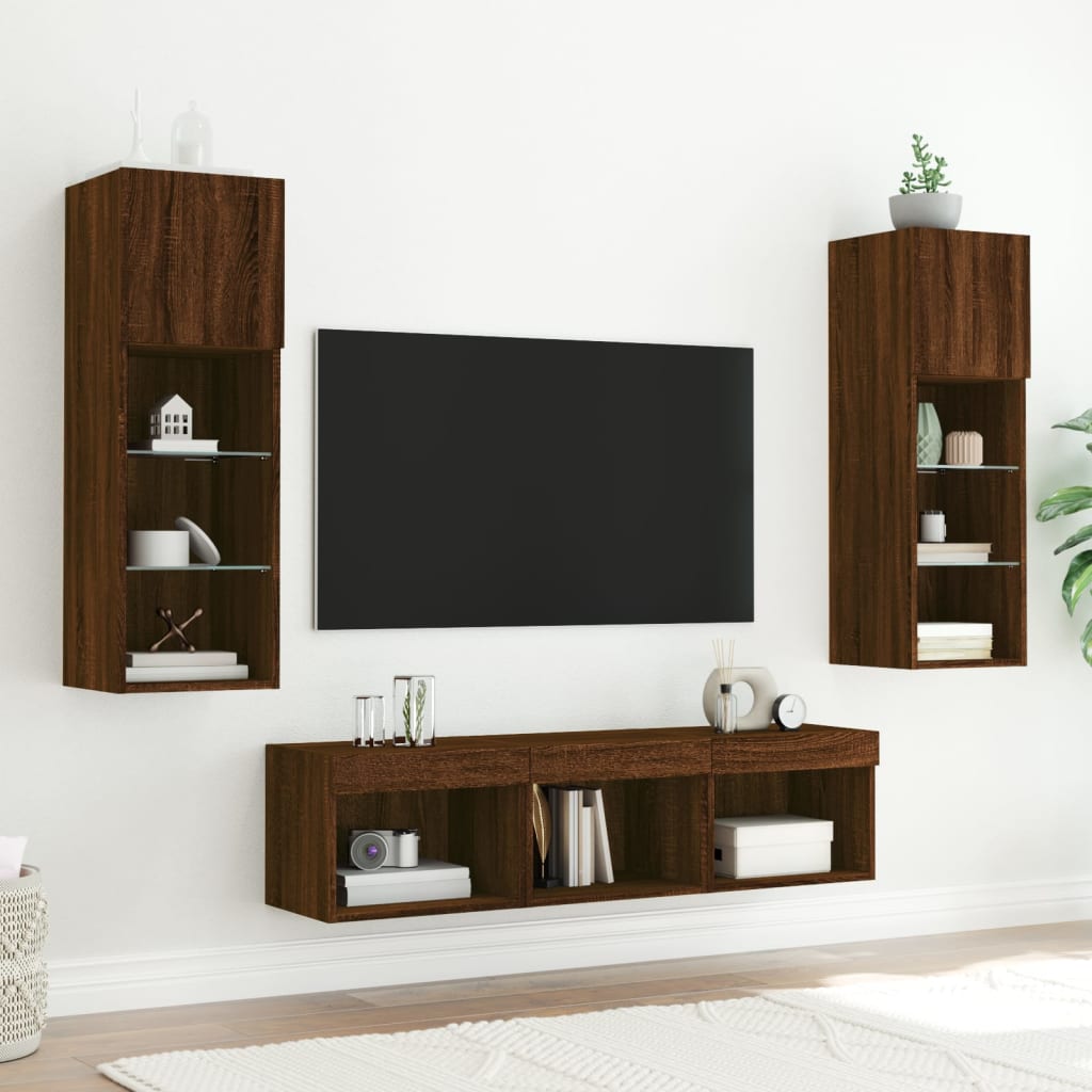 Móveis de parede de TV com 5 PCs PCs Wood sintetizado