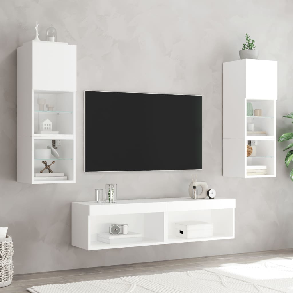 Móveis de TV de parede com 6 PCs sintetizados Wood Nexus White