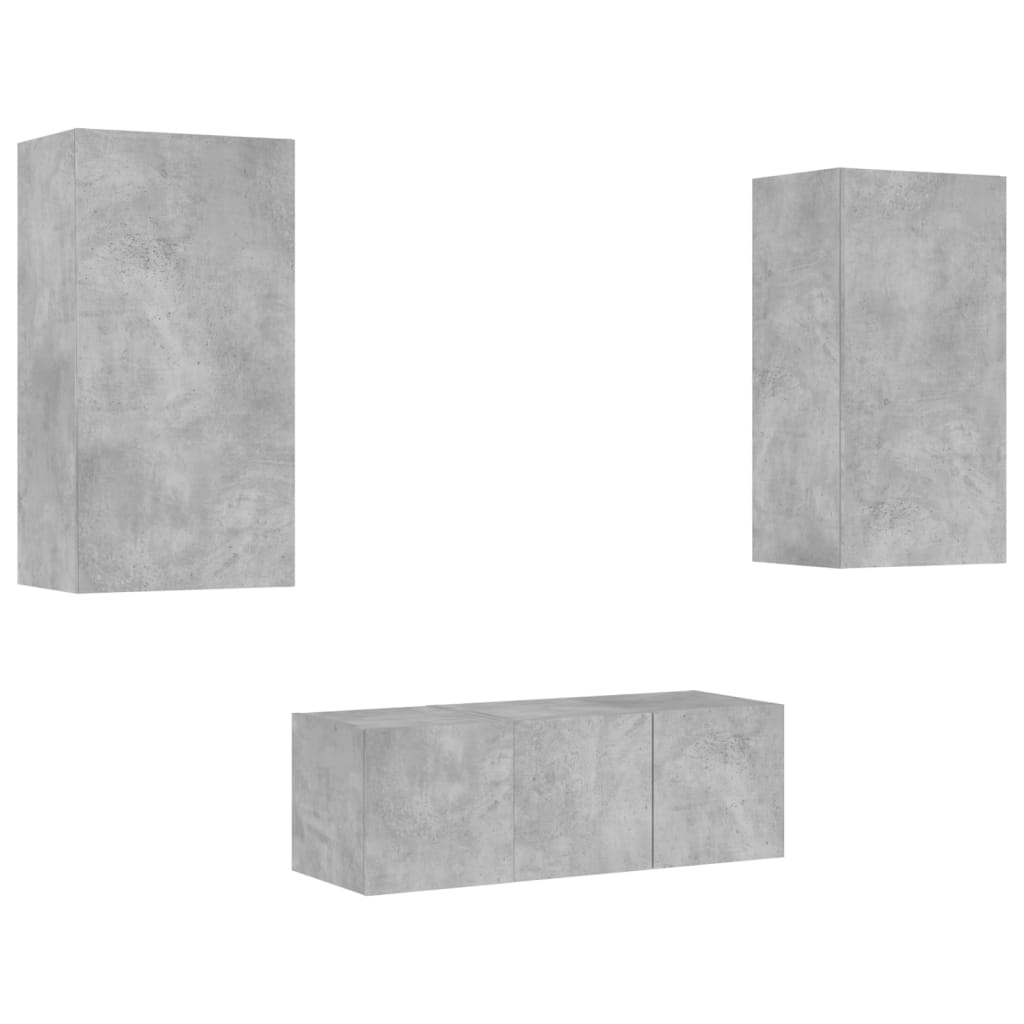 TV -Wandmöbel mit 4 PCs synthetisierten Holz Nexus Grey Beton synthetisiert