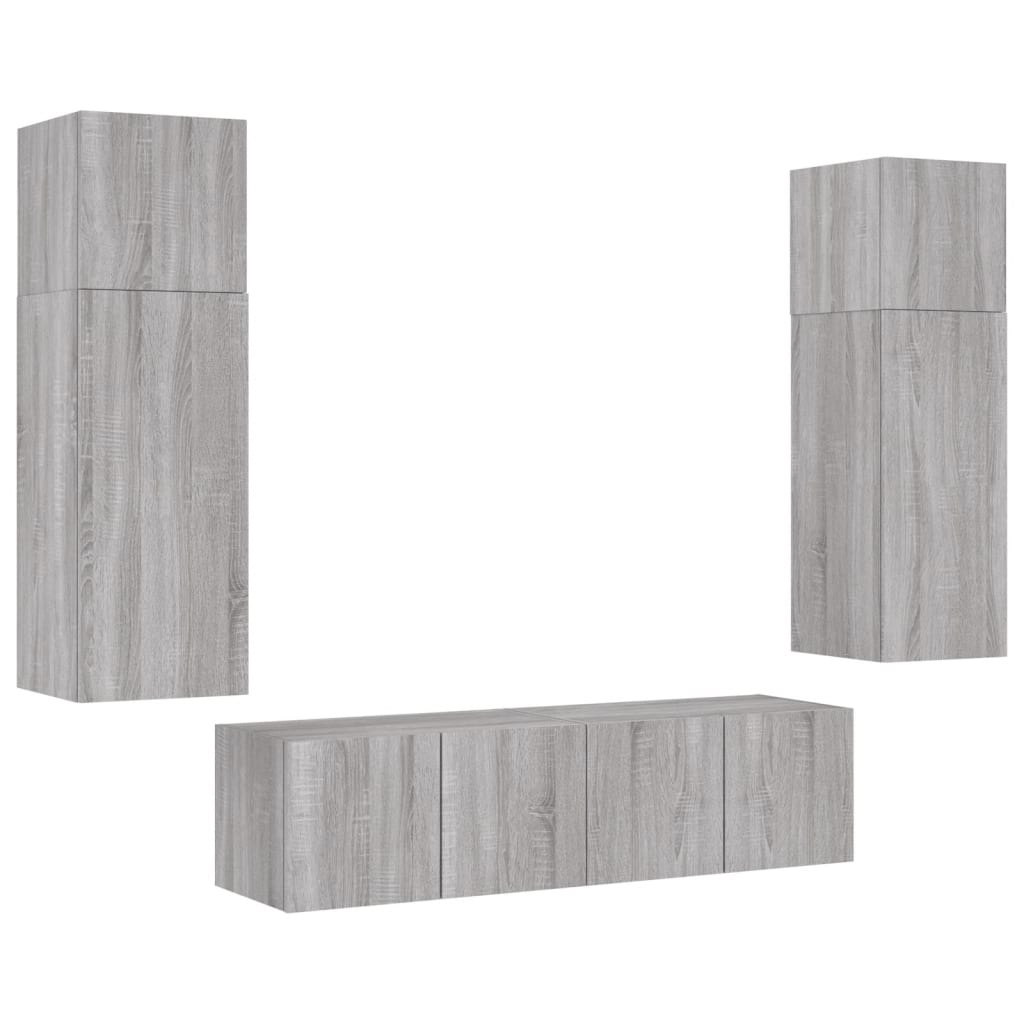 Muebles TV pared con LED 6 pzas madera sintetizada Nexus gris Sonoma