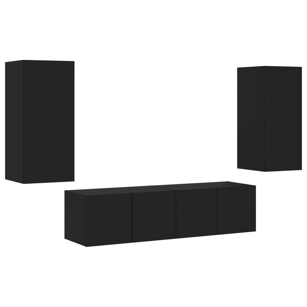 Wall TV Furniture with 4 pcs synthesized wood Nexus black