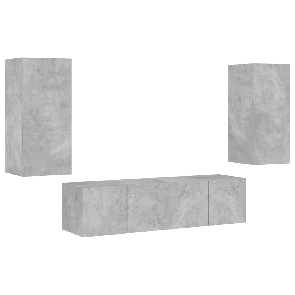 TV -Wandmöbel mit 4 PCs synthetisierten Holz Nexus Grey Beton synthetisiert