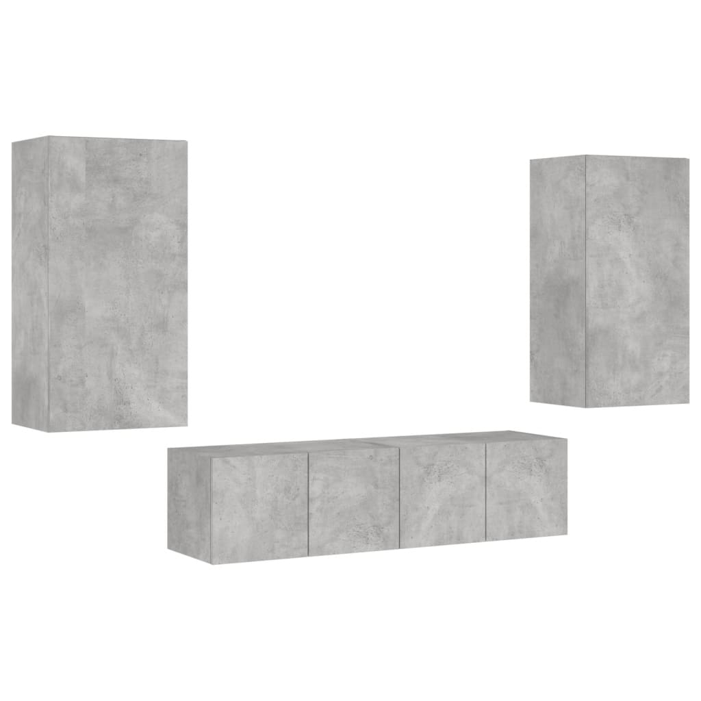 TV -Wandmöbel mit 4 PCs synthetisierten Holz Nexus Grey Beton synthetisiert