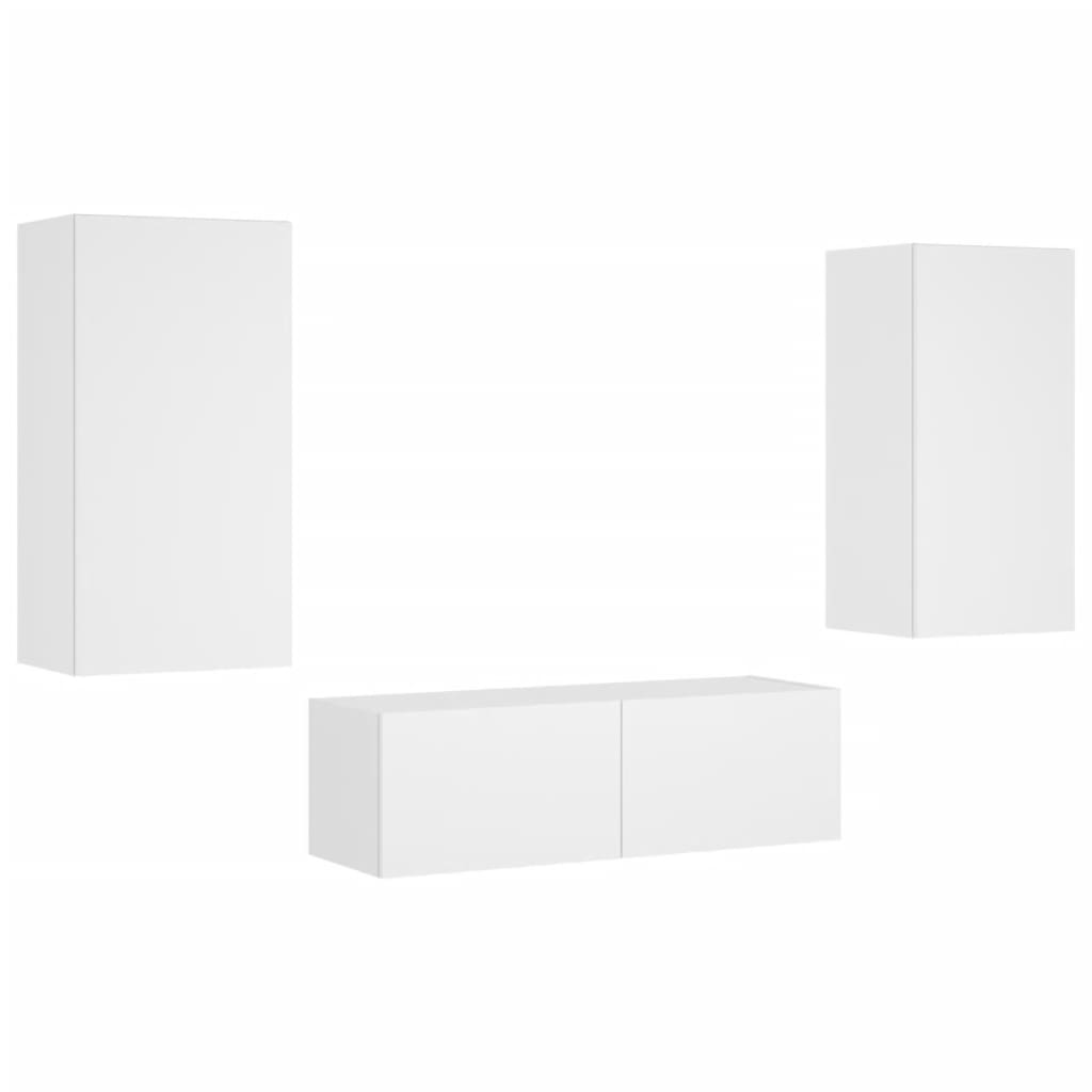 Muebles de TV de pared con luces LED 3 piezas blanco