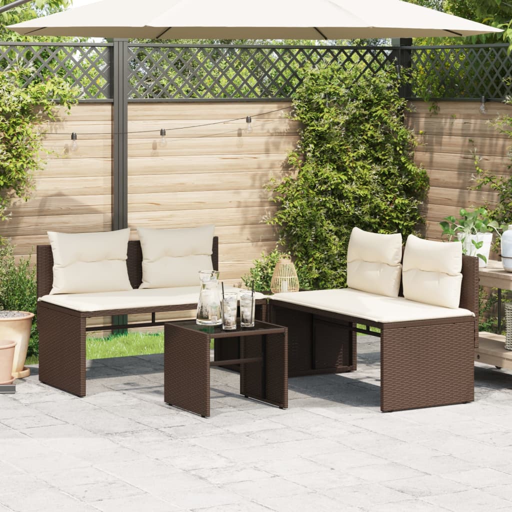 Gartensofas Set 4 PCs und braune synthetische Kissen