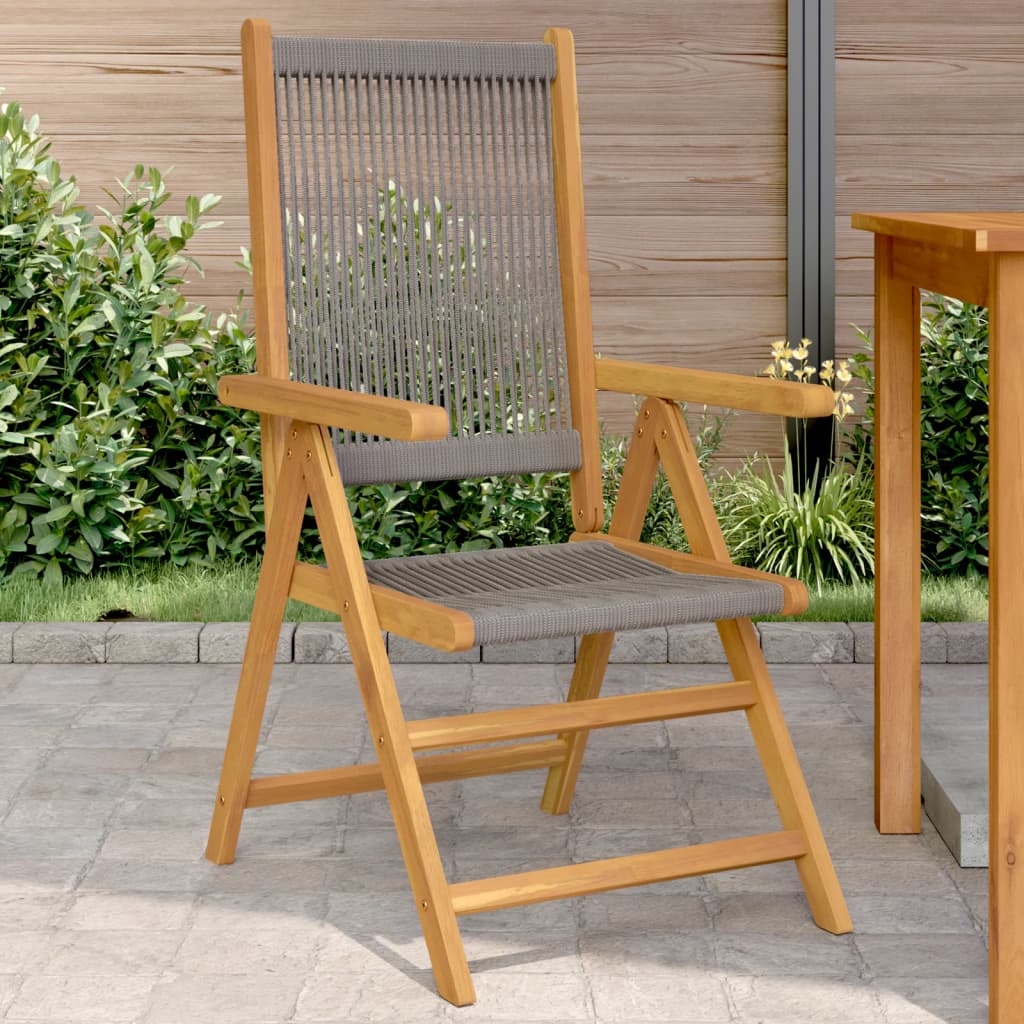 Vetonek Sillas de jardín 2 uds madera maciza acacia polipropileno gris