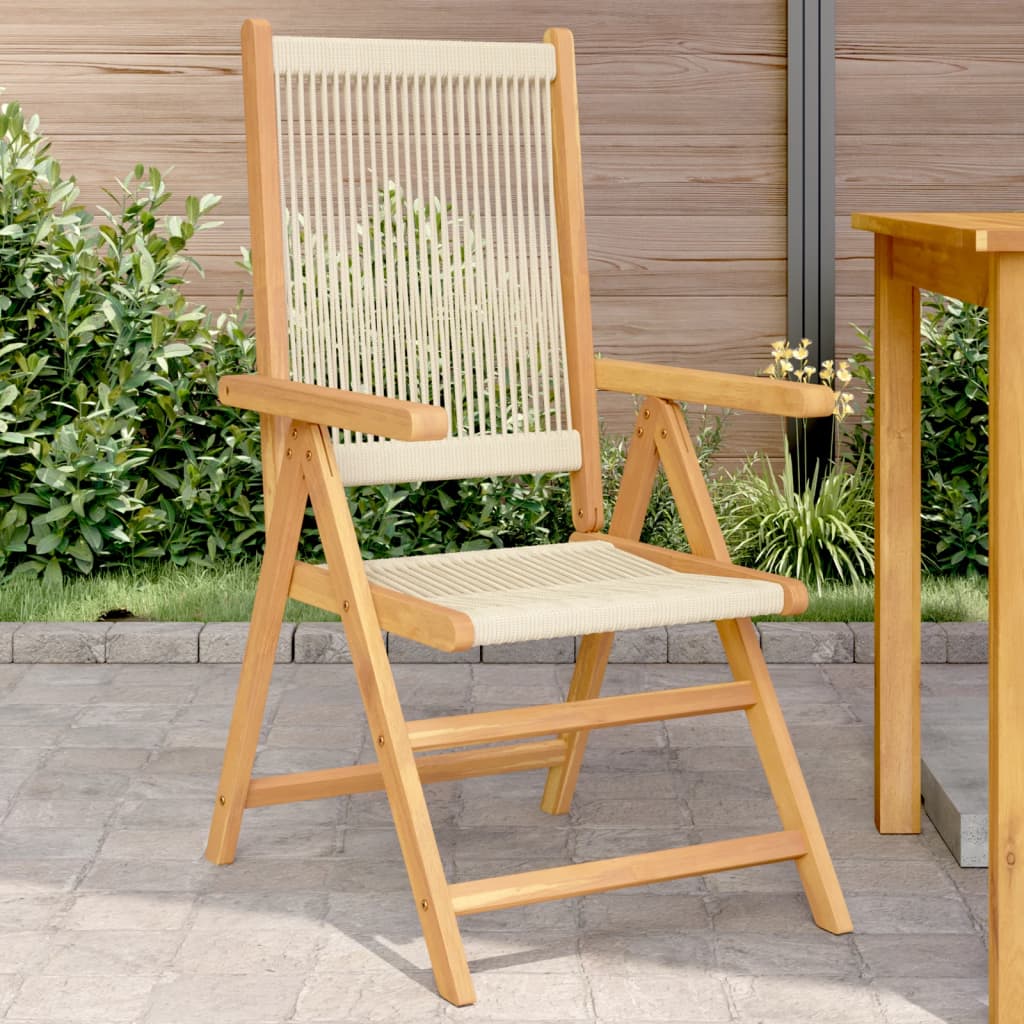 Vetonek Sillas de jardín 2 uds madera maciza acacia polipropileno beige