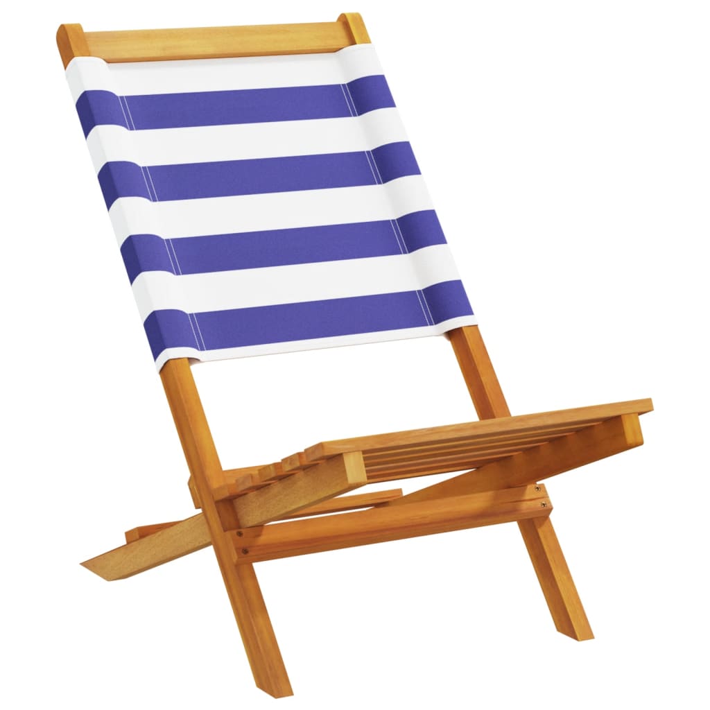 Garden chairs 2 UDS solid wood acacia and white blue fabric