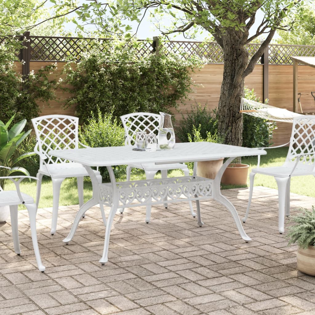 Tabella giardino in alluminio bianco fuso 150x90x72 cm