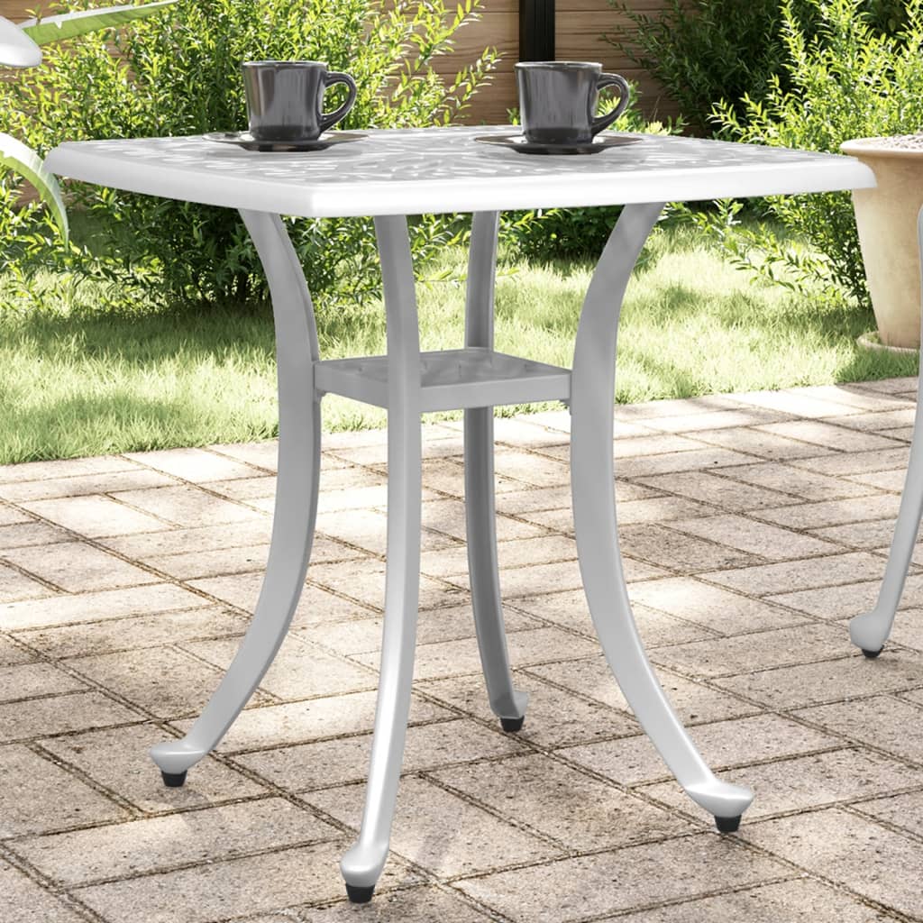 Vetonek Mesa de jardín aluminio fundido blanco 53x53x53 cm