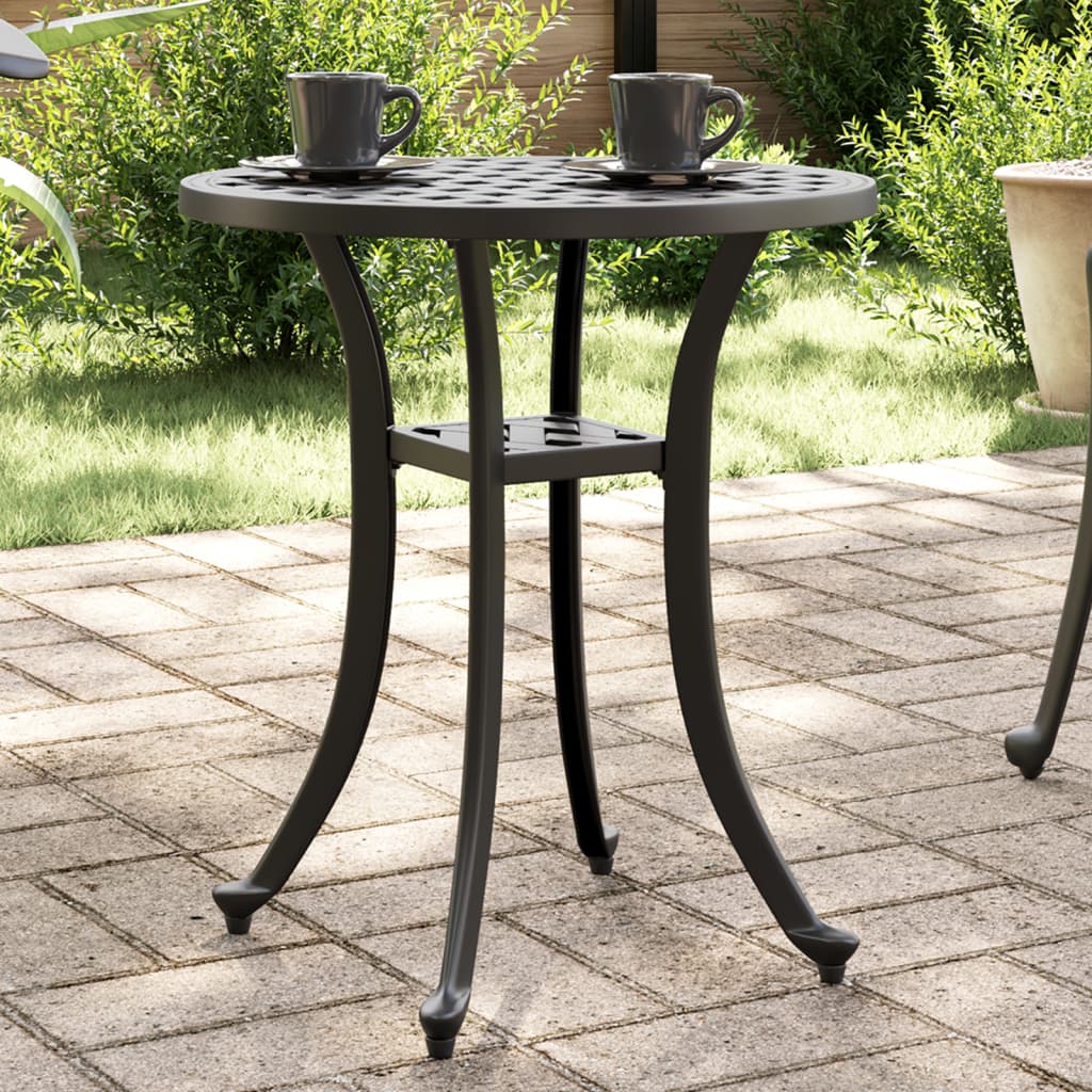 Vetonek Mesa de jardín aluminio fundido negro Ø48x53 cm