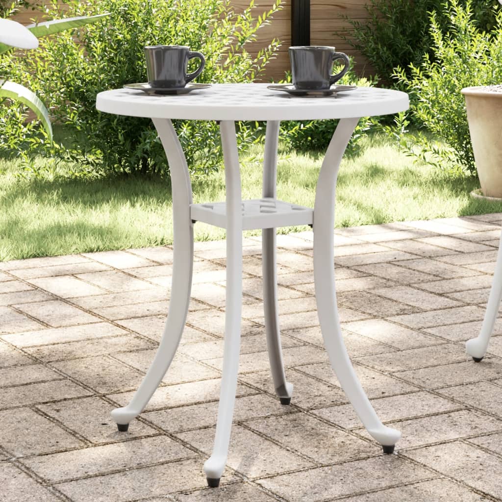 Vetonek Mesa de jardín aluminio fundido blanco Ø48x53 cm