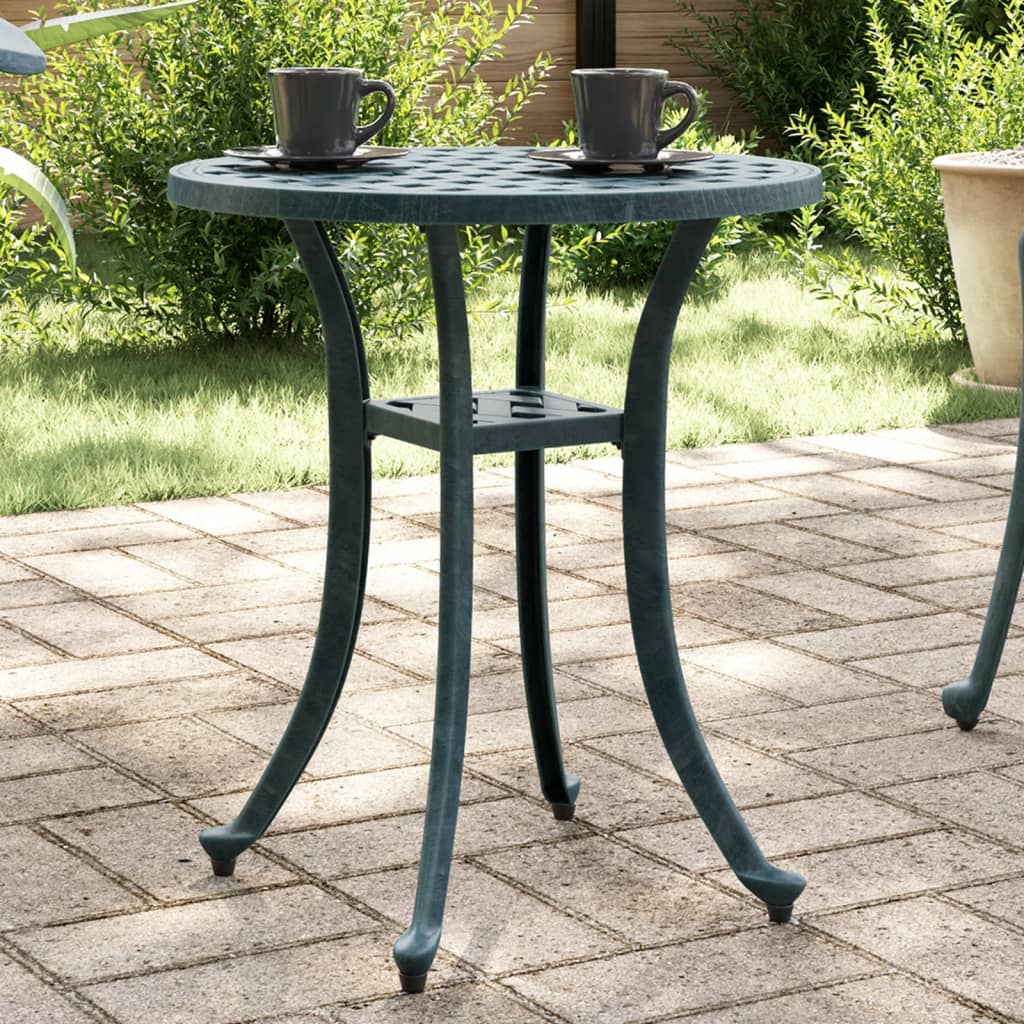 Vetonek Mesa de jardín aluminio fundido verde Ø48x53 cm