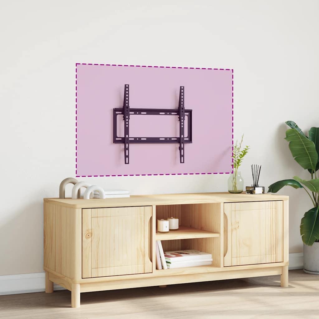 Soporte de pared para TV instalado en la pared, ideal para pantallas de 26''-63'' con estilo moderno y minimalista.