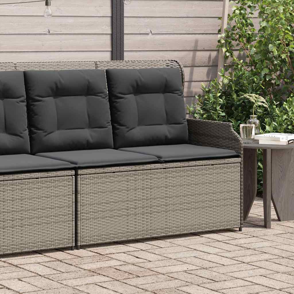 Vetonek Sillón reclinable de jardín con cojines ratán sintético gris