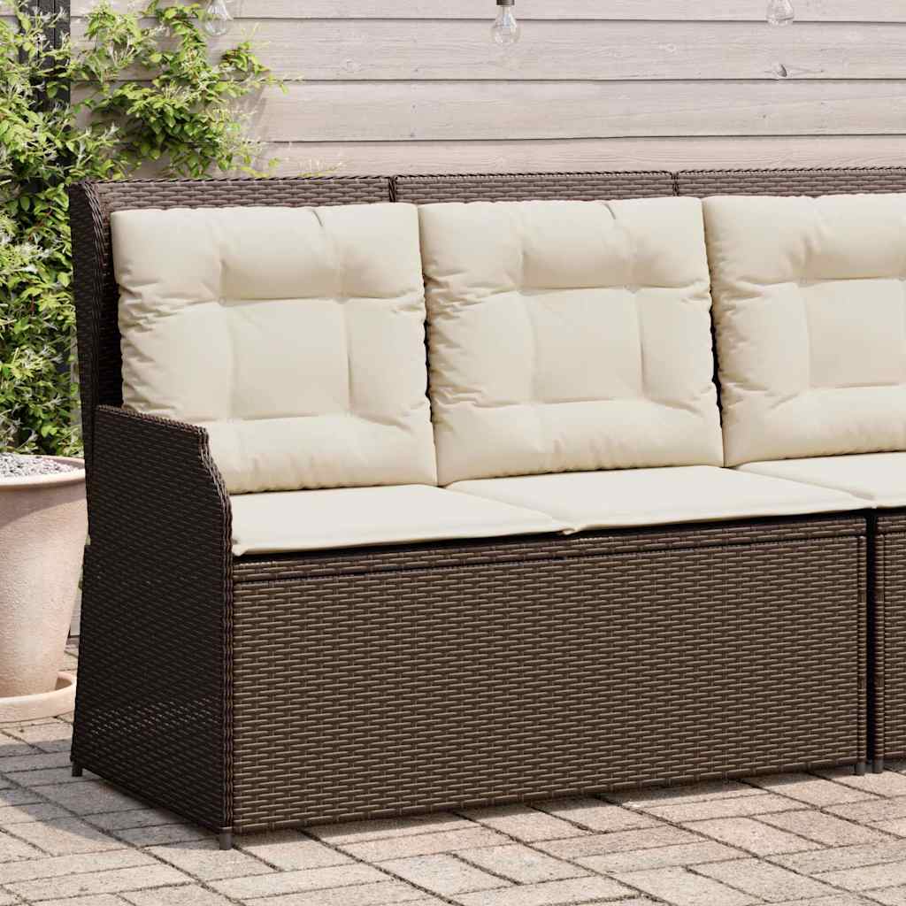 Sillón reclinable de jardín con cojines ratán sintético marrón V7018 Vetonek