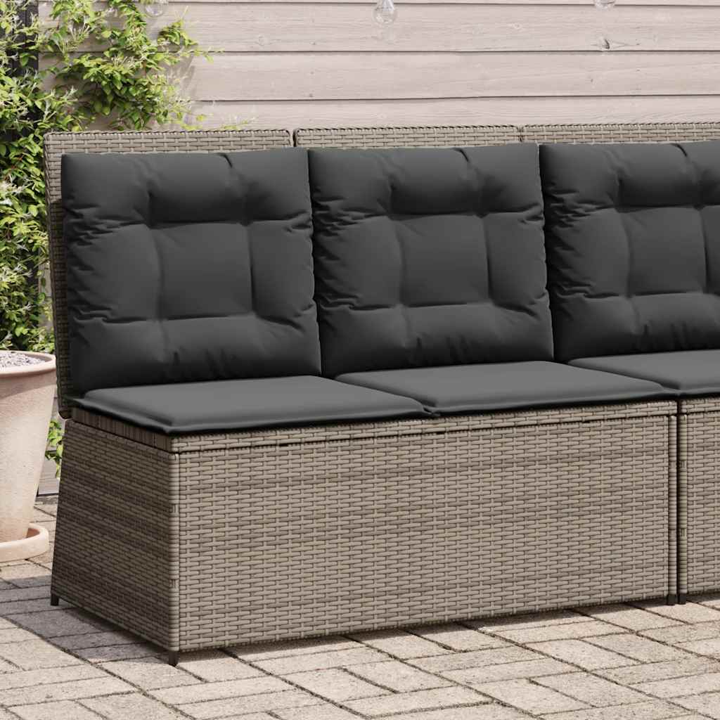 Vetonek Sillón reclinable de jardín con cojines ratán sintético gris