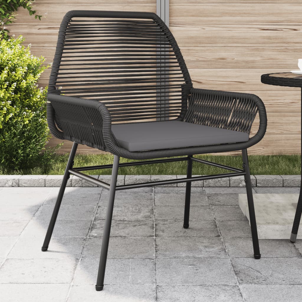 Vetonek Sillones de jardín con cojines 2 uds ratán sintético negro