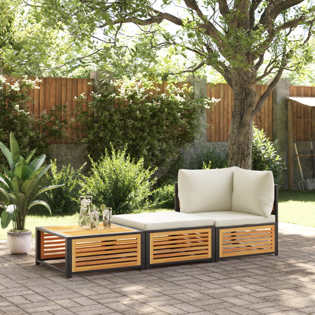 Mesa de jardín con taburete madera maciza de acacia