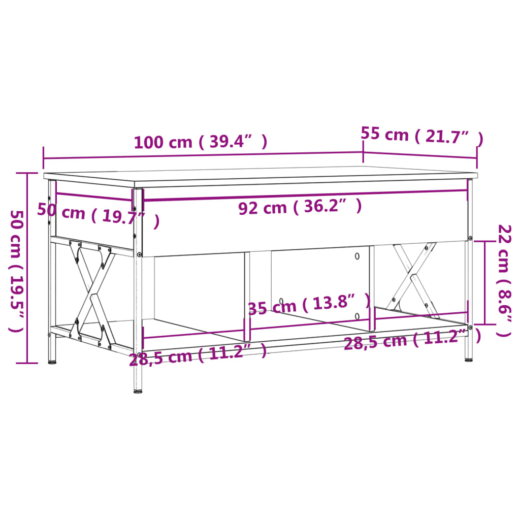 Table en bois synthétisé Nexus Metal Oak Sound 100x55x50cm