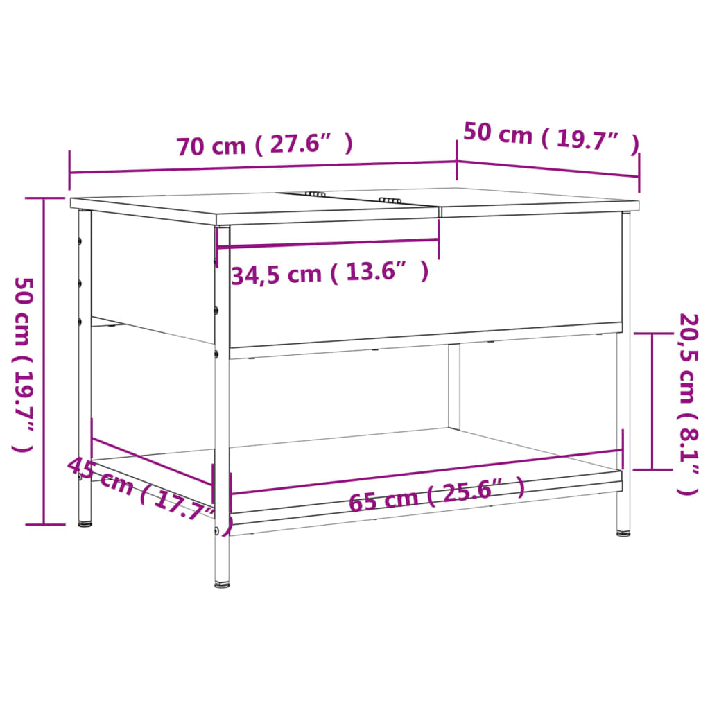 Centre de bois Engineering Roble Sonoma 70x50x50cm