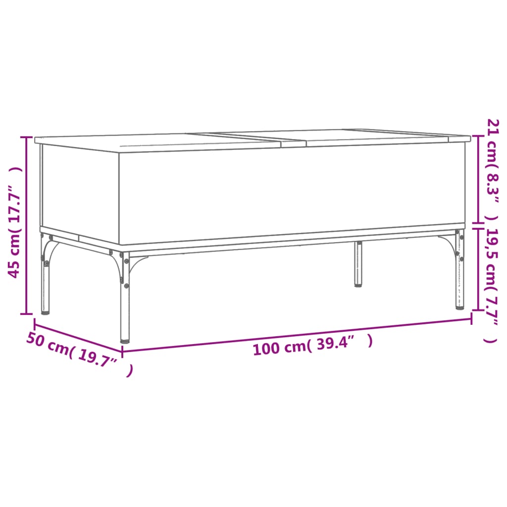 Metal Engineering Wood Center Table Sonoma 100x50x45cm