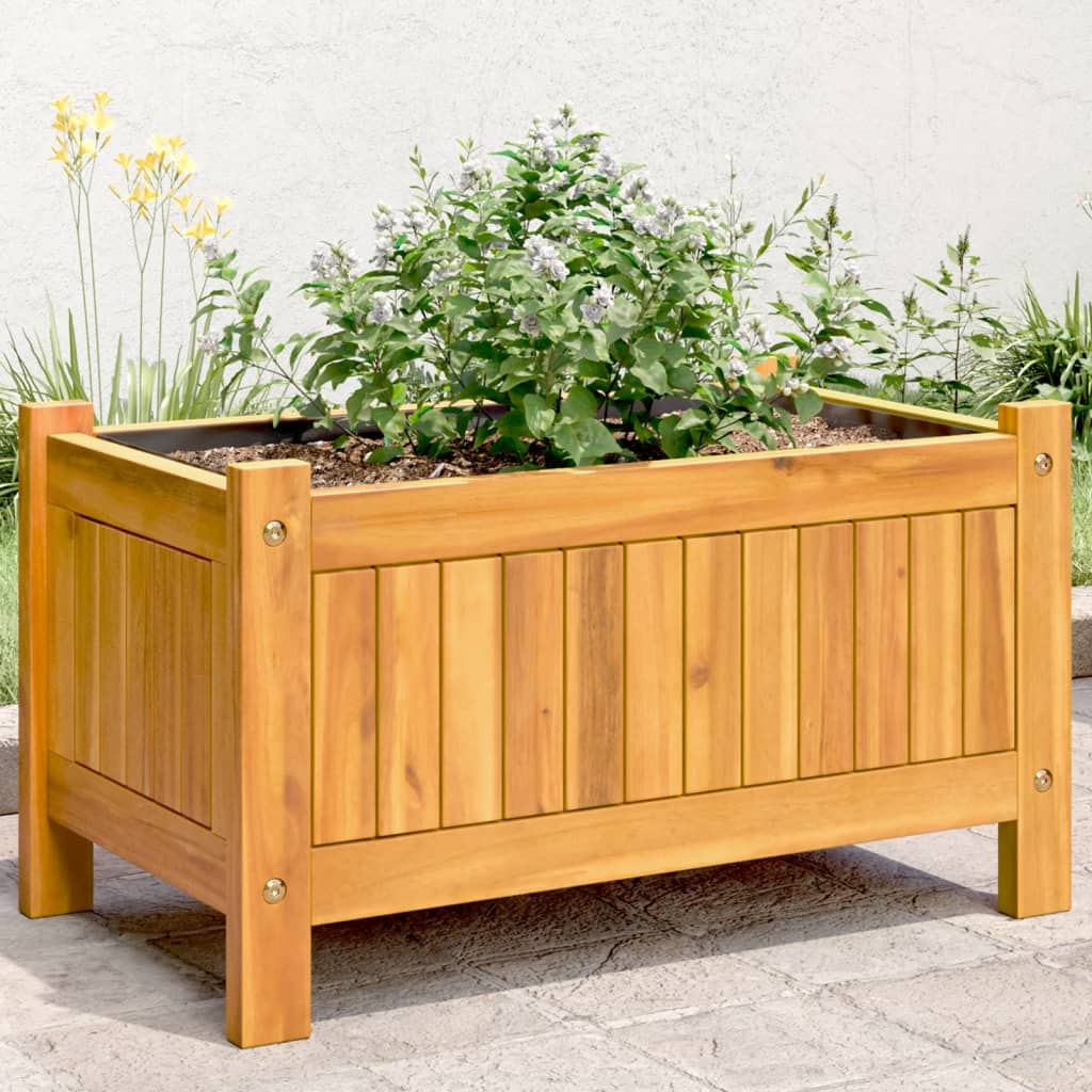 Vetonek Jardinera con forro madera maciza de acacia 54x31x30 cm