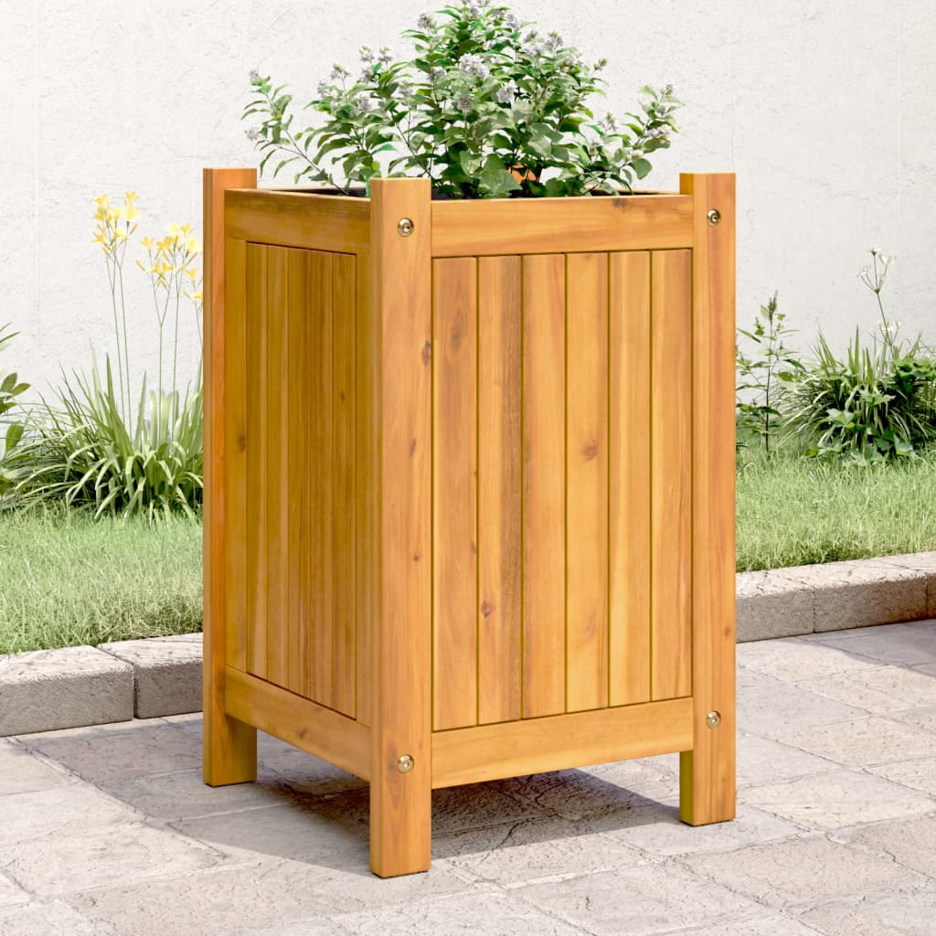 Vetonek Jardinera con forro madera maciza de acacia 31x31x50 cm