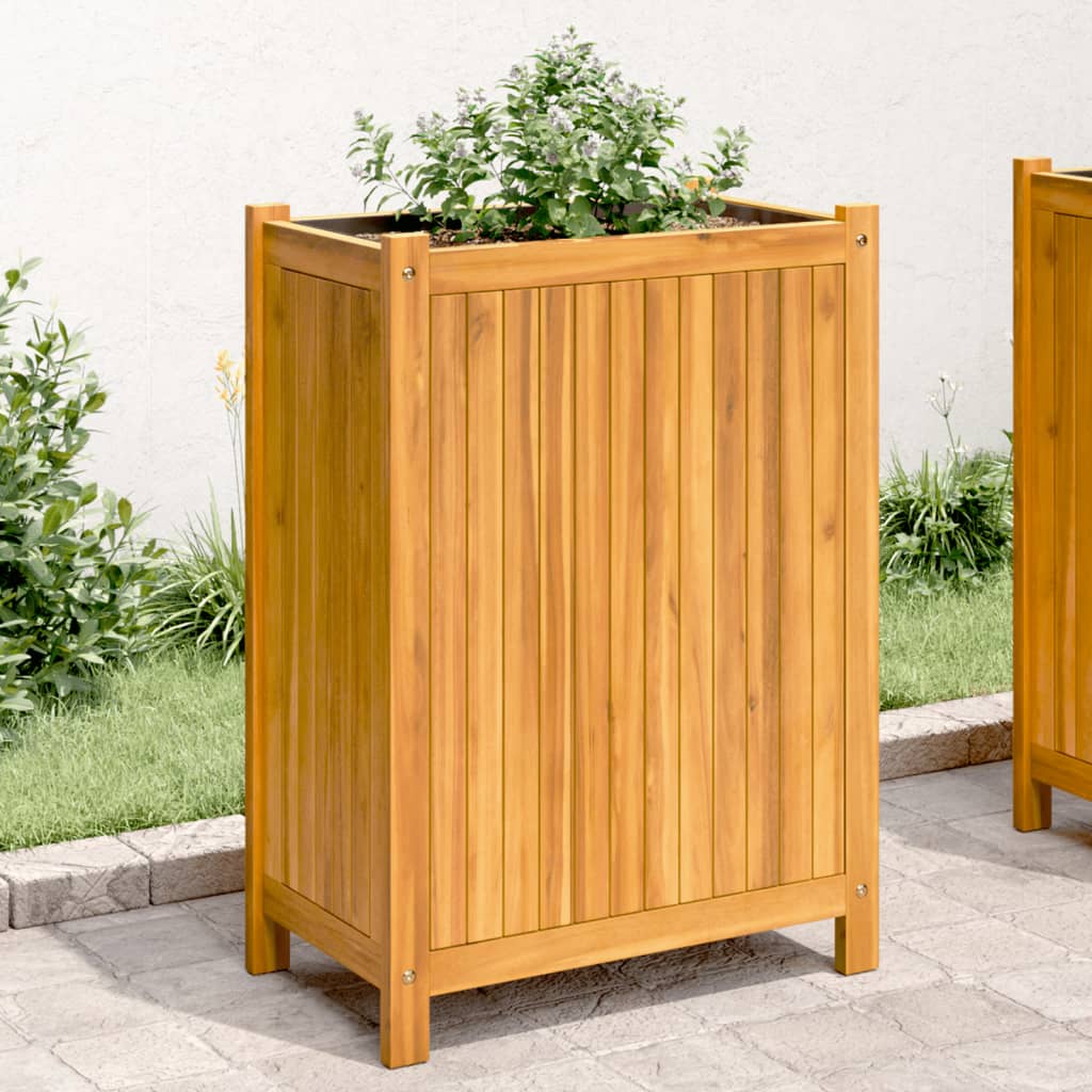 Vetonek Jardinera con forro madera maciza de acacia 31x31x75 cm