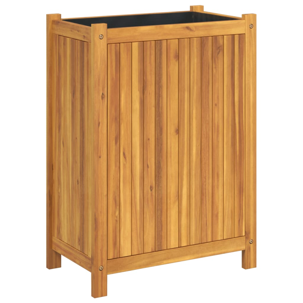 Jardinière Vetonek avec doublure en bois d'acacia massif 54x31x75 cm