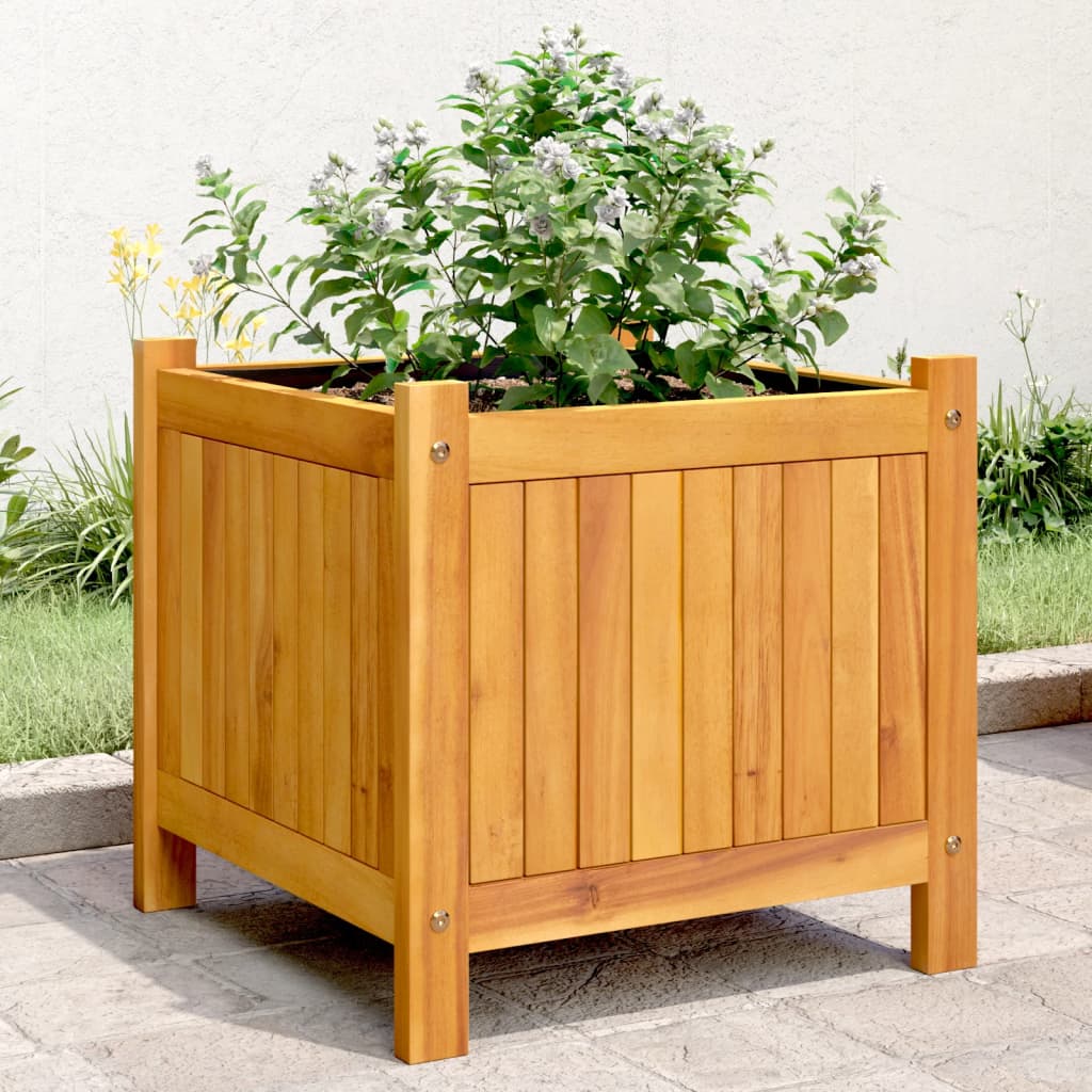 Jardinière avec revêtement en bois d'acacia massif 42x42x40 cm v7321 Vetonek