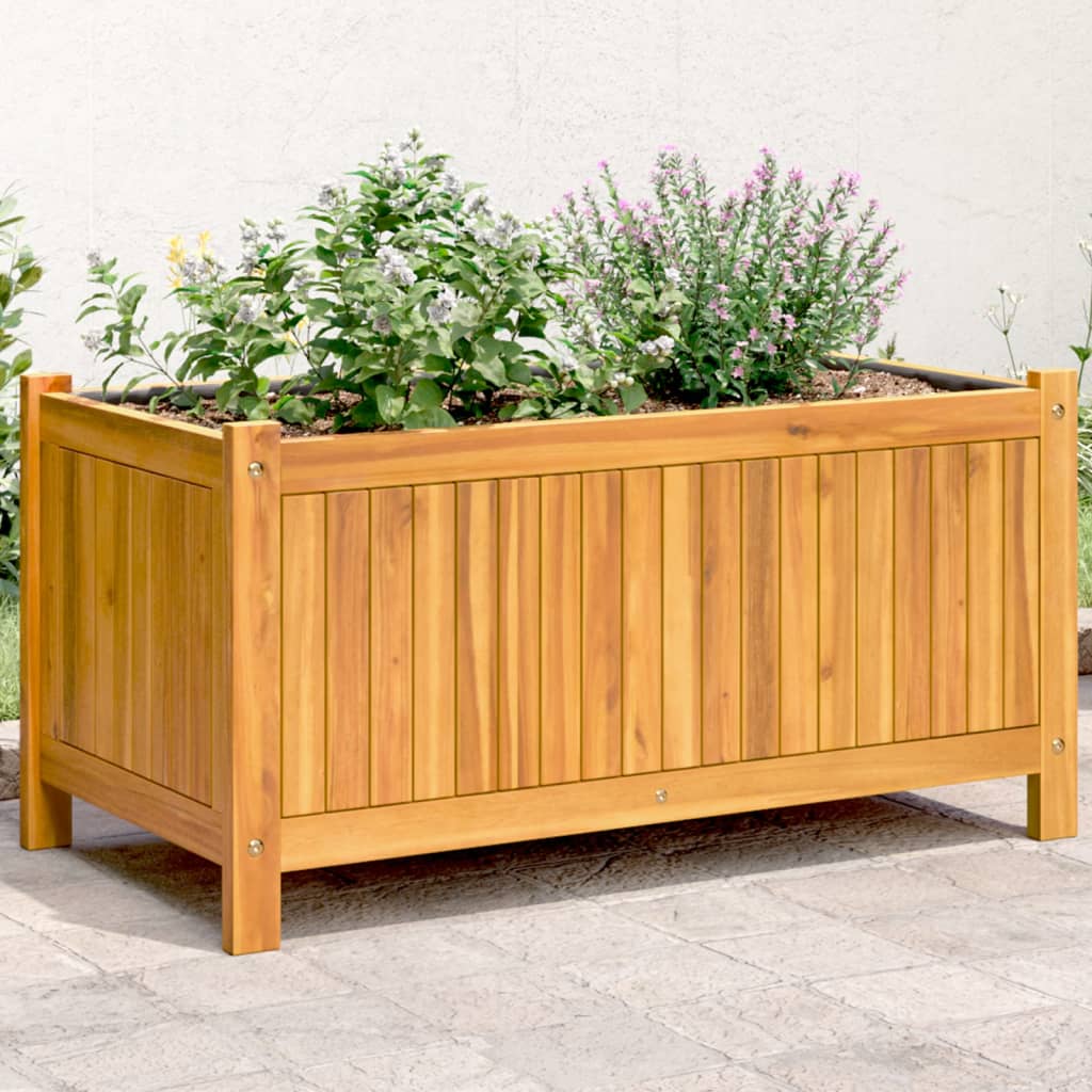 Vetonek Jardinera con forro madera maciza de acacia 80x42x40 cm