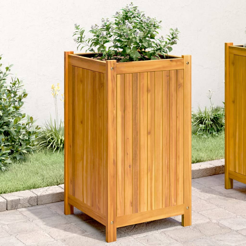 Vetonek Jardinera con forro madera maciza de acacia 42x42x75 cm