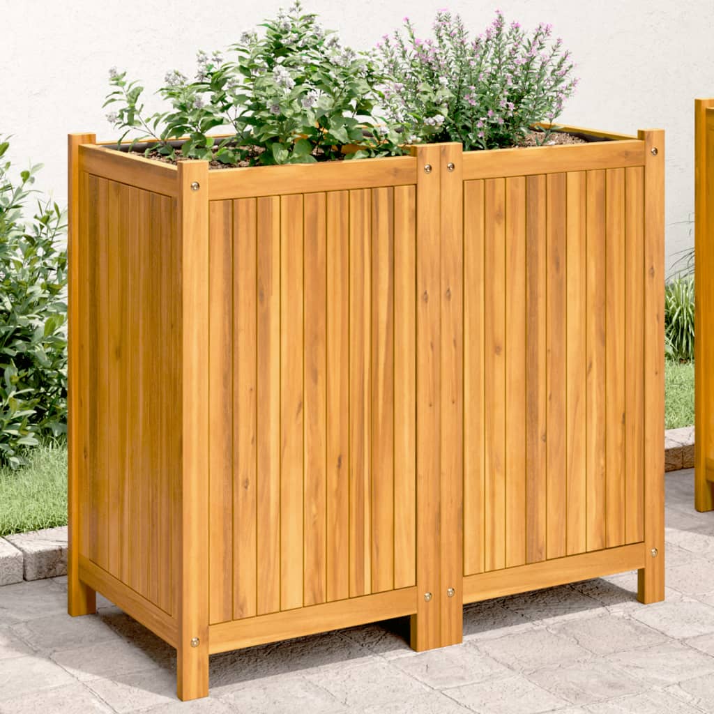 Vetonek Jardinera con forro madera maciza de acacia 84x42x75 cm