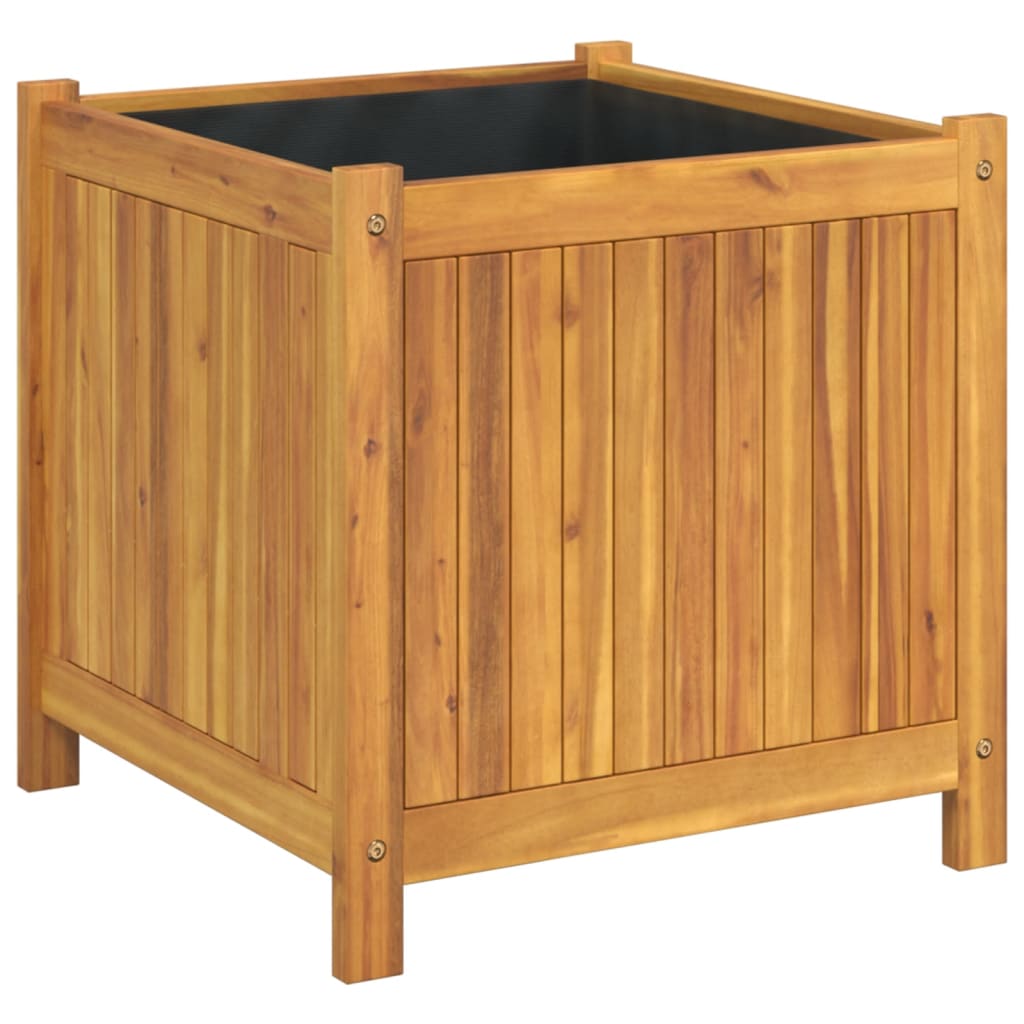 Jardinière Vetonek avec revêtement en bois d'acacia massif 50x50x50 cm