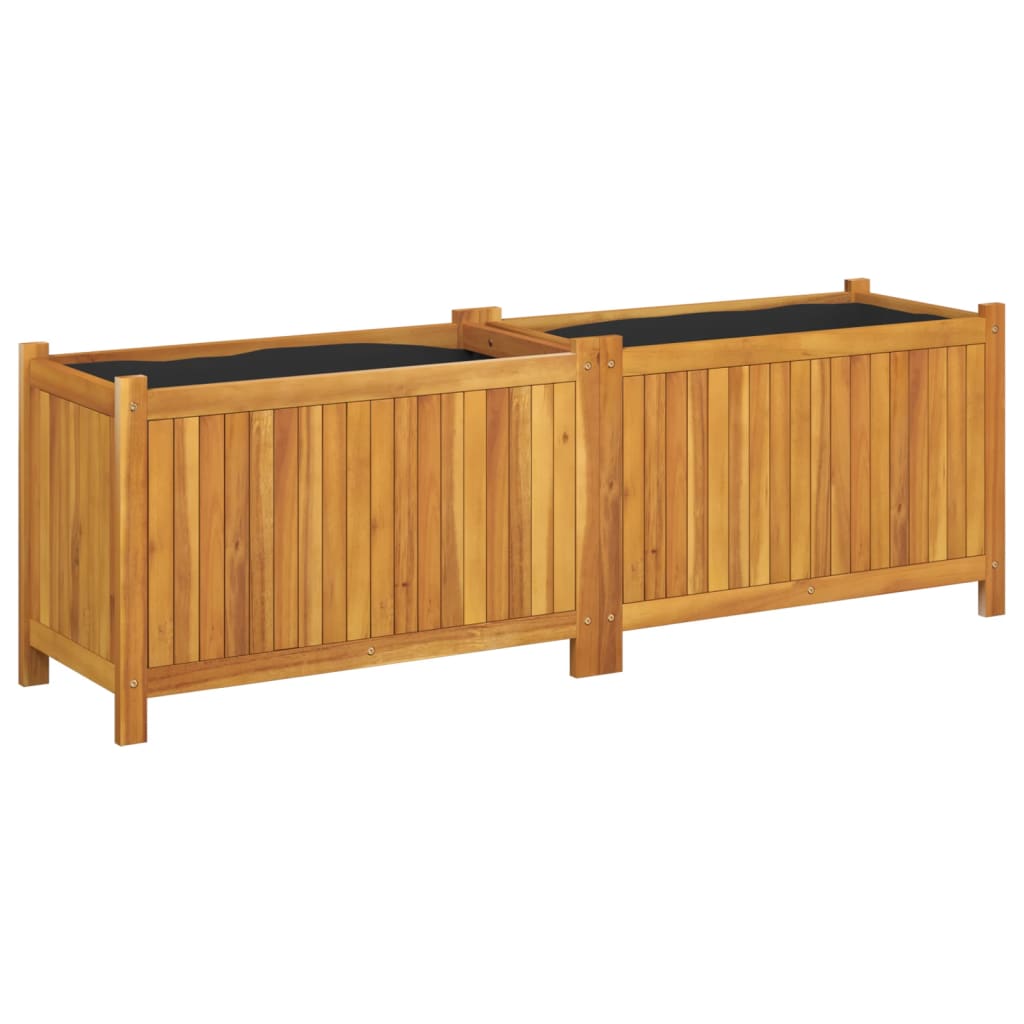 Jardinière Vetonek avec revêtement en bois d'acacia massif 153x38,5x50 cm
