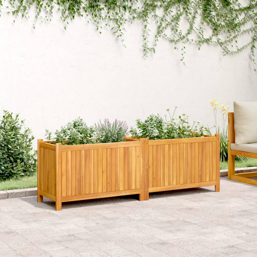 Jardinière avec revêtement en bois d'acacia massif 153x38,5x50 cm v7406 - Vetonek