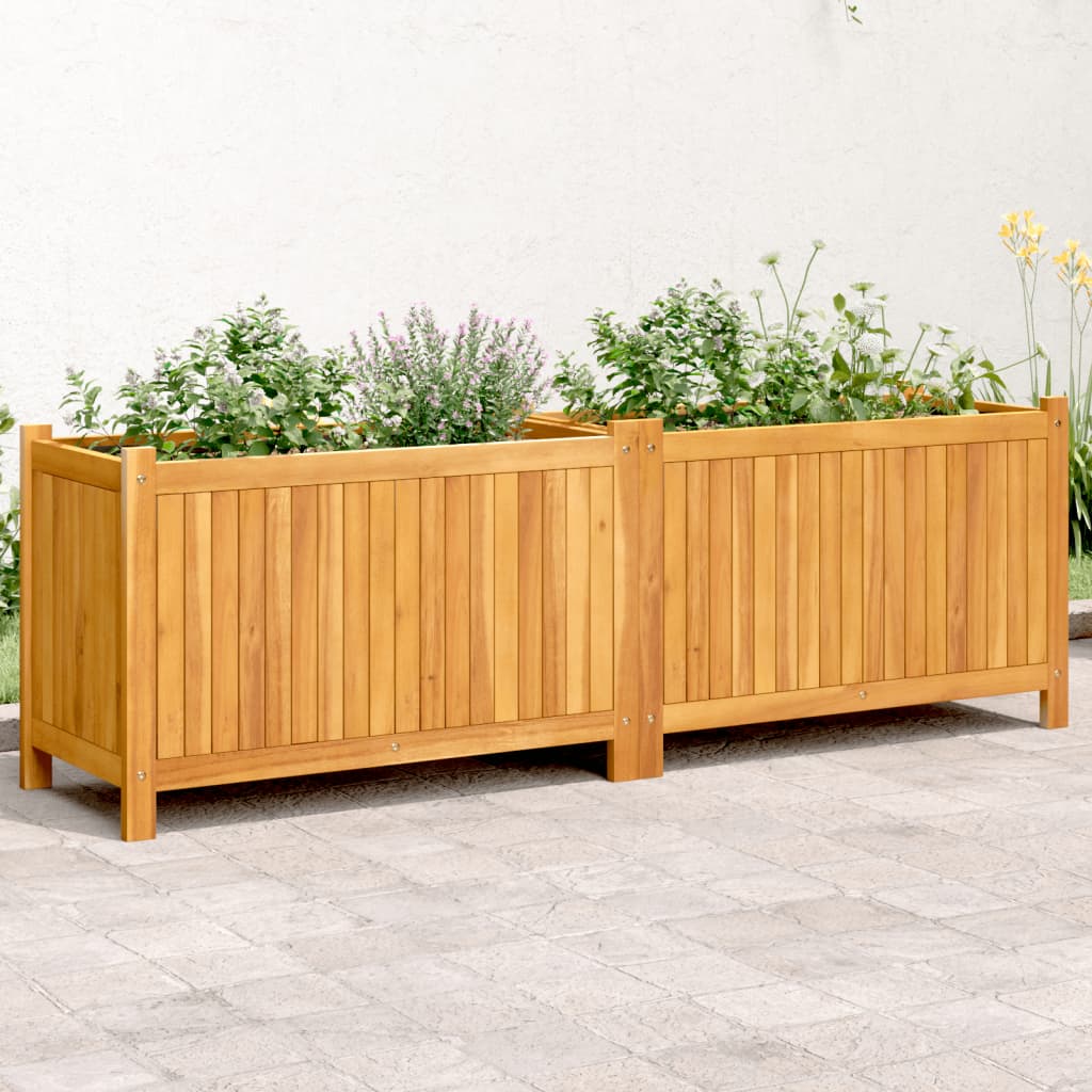 Jardinière avec revêtement en bois d'acacia massif 153x38,5x50 cm v7406 Vetonek