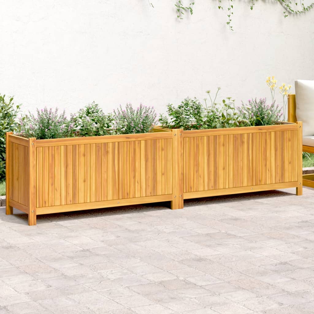 Jardinière avec revêtement en bois d'acacia massif 199x38,5x50 cm v7413 Vetonek