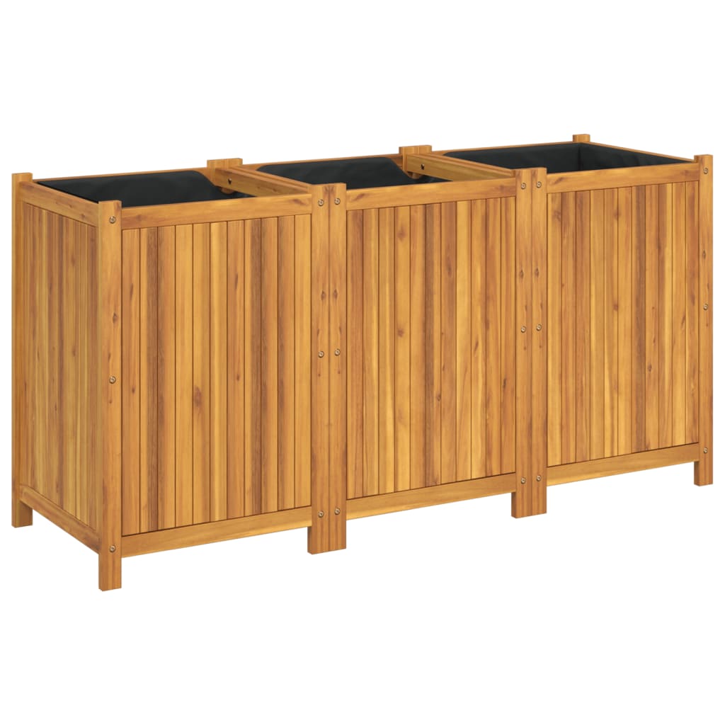 Jardinière Vetonek avec revêtement en bois d'acacia massif 150x50x75 cm