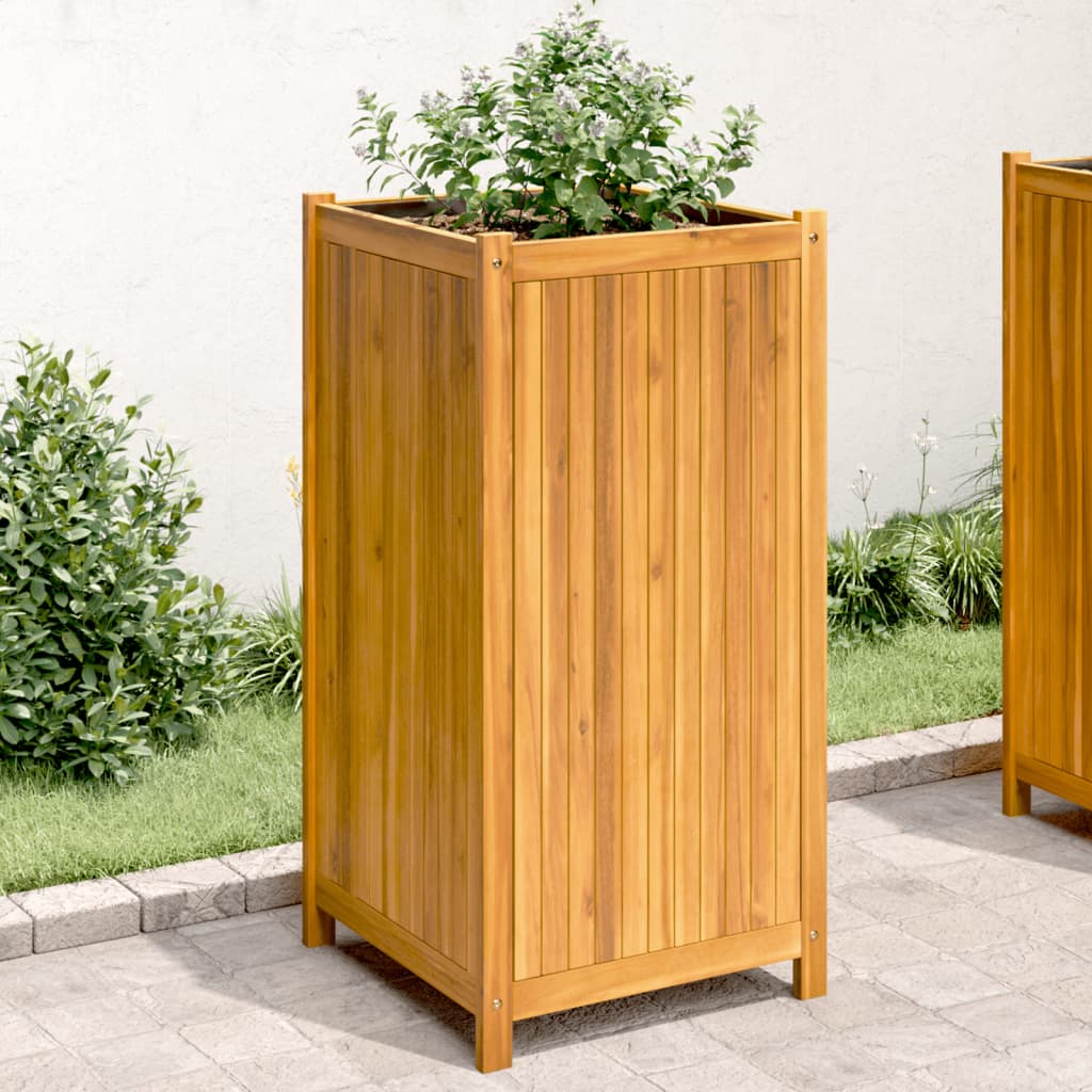 Vetonek Jardinera con forro madera maciza de acacia 50x50x100 cm