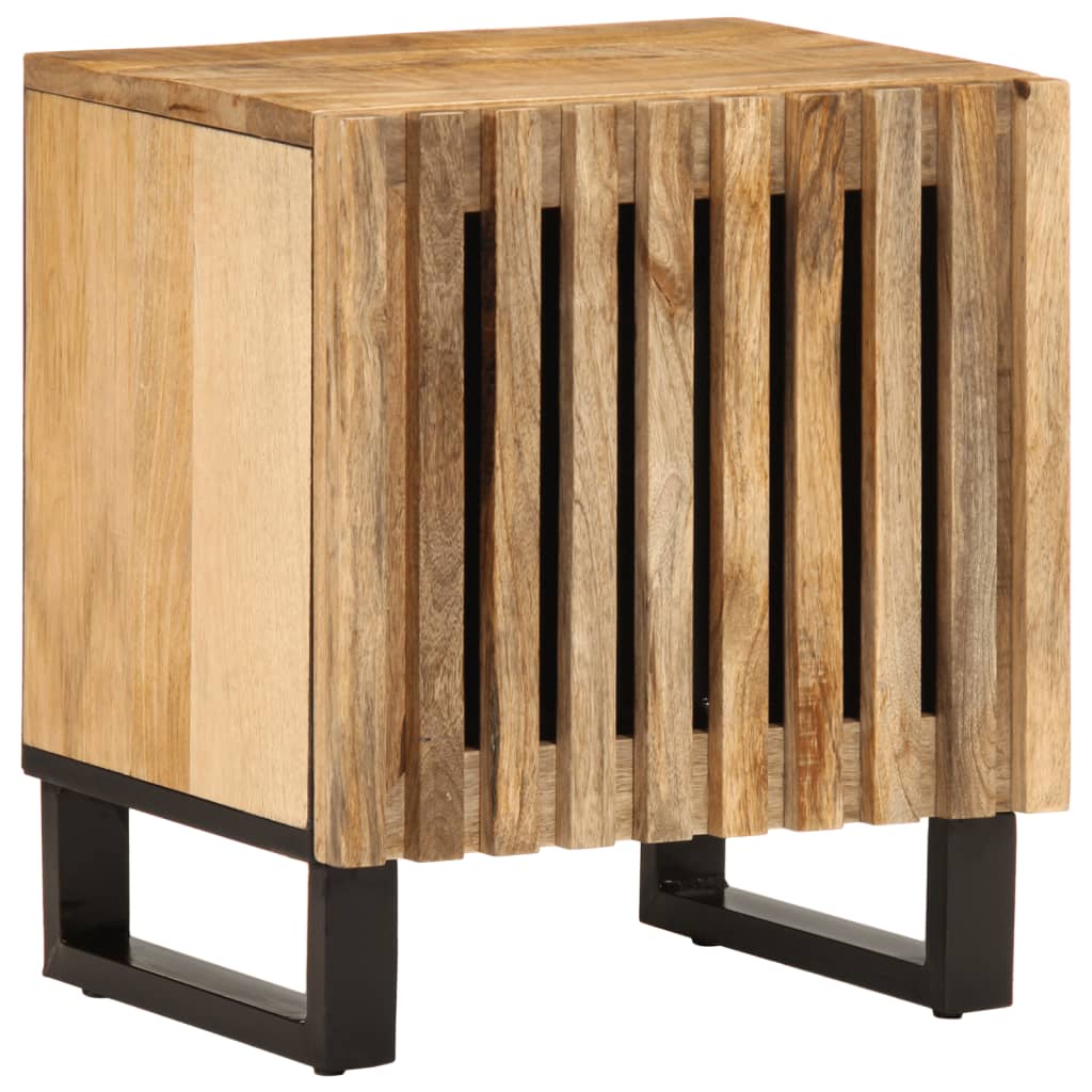 Vetonek Mesita de noche de madera maciza de mango rugosa 40x34x46 cm